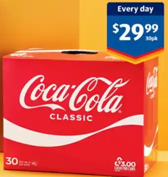 Coca Cola Classic 30 x 375ml offer at ALDI