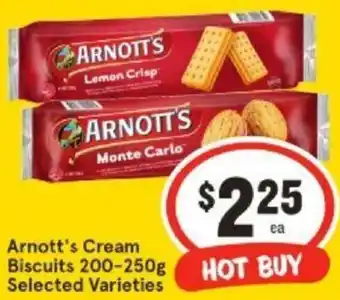 IGA Arnott's Cream Biscuits 200-250g offer