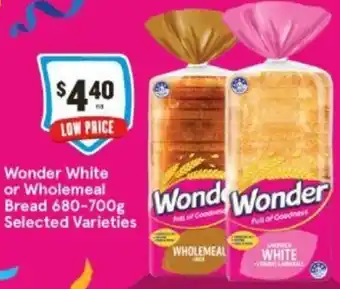Wonder White or Wholemeal Bread 680-700g