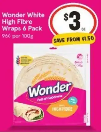 IGA Wonder White High Fibre Wraps 6 Pack offer