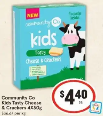 Community Co Kids Tasty Cheese & Crackers 4X30g