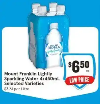 IGA Mount Franklin Lightly Sparkling Water 4x450mL offer