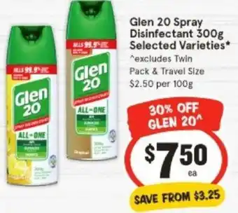 IGA Glen 20 Spray Disinfectant 300g offer