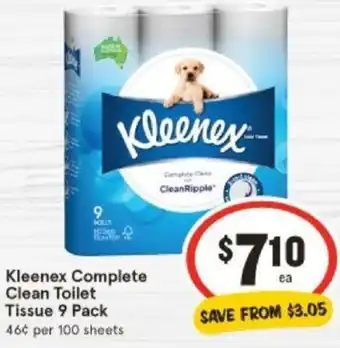 IGA Kleenex Complete Clean Toilet Tissue 9 Pack offer