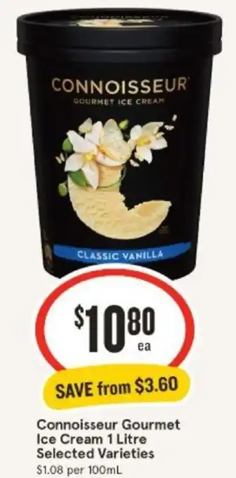 IGA Connoisseur Gourmet Ice Cream 1 Litre offer