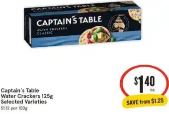 IGA Captain's Table Water Crackers 125g offer