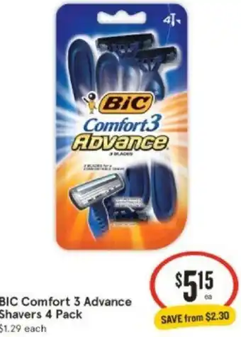 IGA BIC Comfort 3 Advance Shavers 4 Pack offer