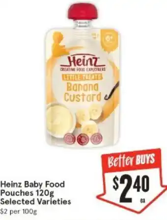 IGA Heinz Baby Food Pouches 120g offer