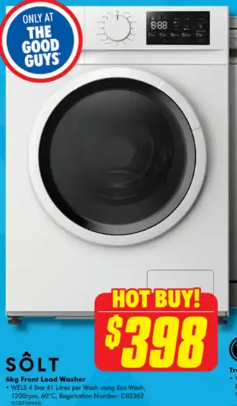 The Good Guys SÔLT 6kg Front Load Washer offer