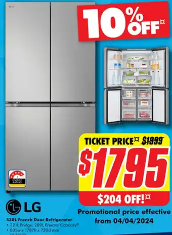 The Good Guys LG 530L French Door Refrigerator offer