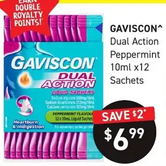 Chemist King GAVISCON^ Dual Action Peppermint 12x 10ml  Sachet offer