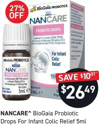 Chemist King NANCARE^ BioGaia Probiotic Drops For Infant Colic Relief 5ml offer