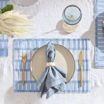 Pillow Talk Henley Blue Table Linen Range by Habitat offer