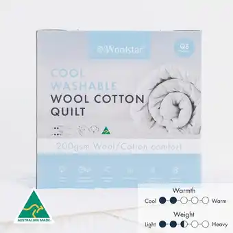 Pillow Talk Cool 200gsm Washable Australian Wool Cotton Quilt by Woolstar offer