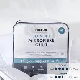 Pillow Talk Comfort Science So Soft 450gsm Microfibre Quilt by Hilton offer