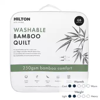 Pillow Talk Eco Living 250gsm Washable Bamboo Quilt by Hilton offer