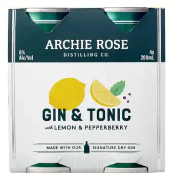 Archie rose gin & tonic cans 200ml