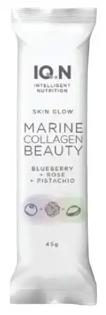 Iq.n skin glow marine collagen beauty bar blueberry, rosewater & pistachio 45g