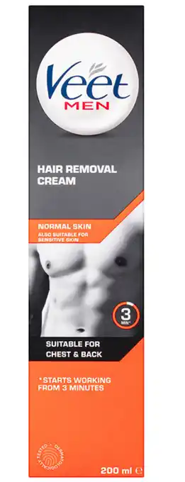 Chemist Discount Centre Veet for men hair removal cream normal skin 200ml offer