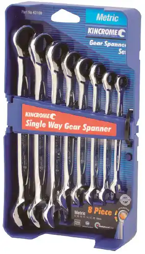 Auto One Kincrome 8 piece single way gear spanner set - imperial offer