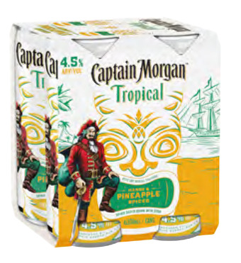 Captain morgan tropical mango & pineapple soda can 330ml