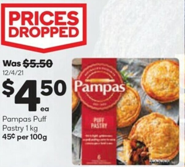 Pampas Puff Pastry 1kg offer at Woolworths