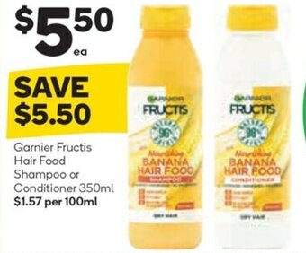 Woolworths Garnier Fructis Hair Food Shampoo or Conditioner 350ml offer