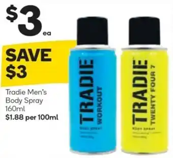 Woolworths Tradie Men's Body Spray 160ml offer