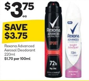 Woolworths Rexona Advanced Aerosol Deodorant 220ml offer