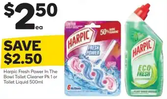 Woolworths Harpic Fresh Power In The Bowl Toilet Cleaner Pk 1 or Toilet Liquid 500ml offer