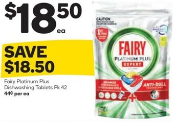 Woolworths Fairy Platinum Plus Dishwashing Tablets Pk 42 offer