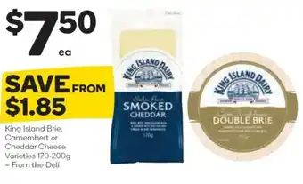 Woolworths King Island Brie, Camembert or Cheddar Cheese 170-200g offer