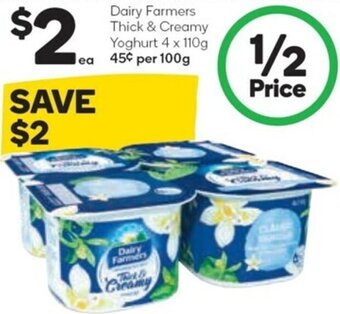 Woolworths Dairy Farmers Thick & Creamy Yoghurt 4 x 110g offer