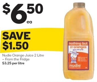 Woolworths Nudie Orange Juice 2 Litre offer