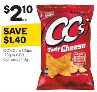 Woolworths CC's Corn Chips 175g or CC's Cornados 110g offer