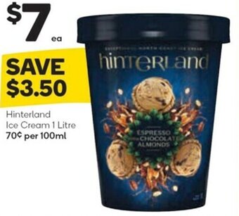 Woolworths Hinterland Ice Cream 1 Litre offer