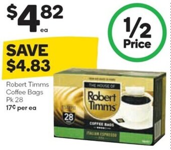 Woolworths Robert Timms Coffee Bags Pk 28 offer