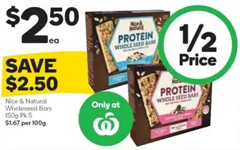 Woolworths Nice & Natural Whole seed Bars 150g offer