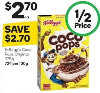 Woolworths Kellogg's Coco Pops Original 375g offer