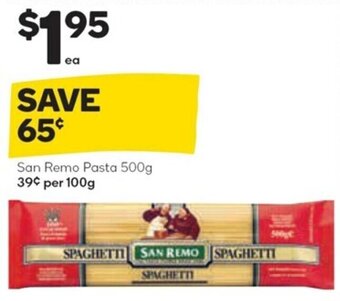 Woolworths San Remo Pasta 500g offer