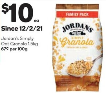 Woolworths Jordan's Simply Oat Granola 1.5kg offer