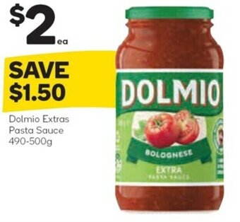 Woolworths Dolmio Extras Pasta Sauce 490-500g offer
