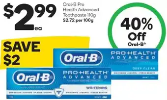 Woolworths Oral-B Health Advanced Toothpaste 110g offer