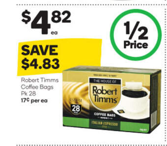 Woolworths Robert Timms Coffee Bags offer