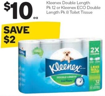 Woolworths Kleenex Double Length Pk 12 or Kleenex ECO Double Length Pk 8 Toilet Tissue offer