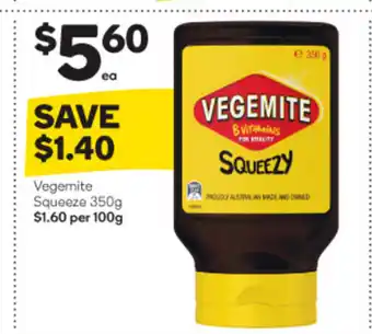 Woolworths Vegemite Squeeze 350g offer