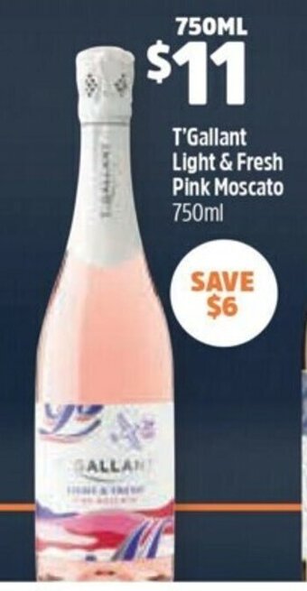 Woolworths T'Gallant Light & Fresh Pink Moscato 750ml offer