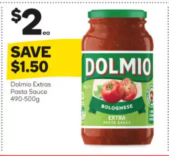 Woolworths Dolmio Extras Pasta Sauce 490-500g offer
