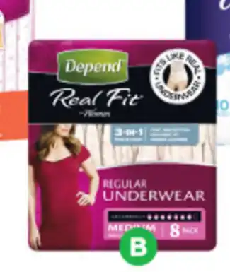 Woolworths Depend Real Fit Underwear for Women Pk 8 offer