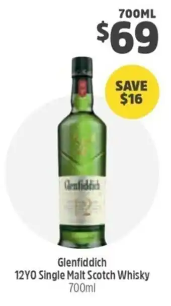 Woolworths Glenfiddich 12YO Single Malt Scotch Whisky 700ml offer